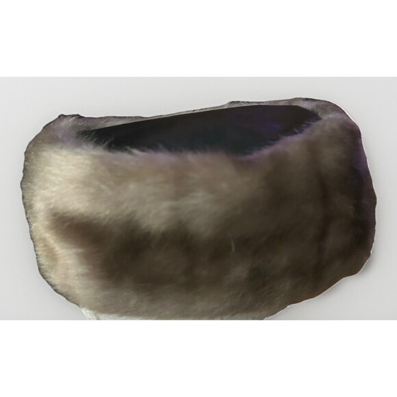 United Hatters Cap Fur Leather Pillbox Warm City Russian Style Union Made Vtg - Picture 6 of 7